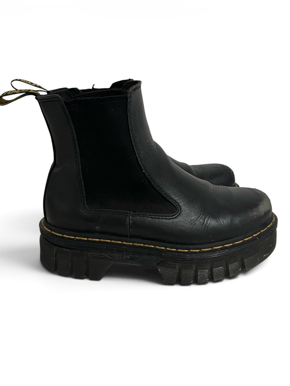 Dr. Martens Audrick Chelsea Boots Black Nappa Leather Platform Lug Sole Size 9